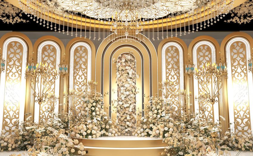 宣汉香槟色调婚礼堂效果展示